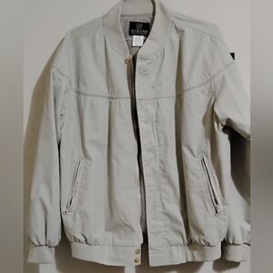 Haband Bomber Jacket Mens Size L Tan Khaki Full Zip Pockets Casual